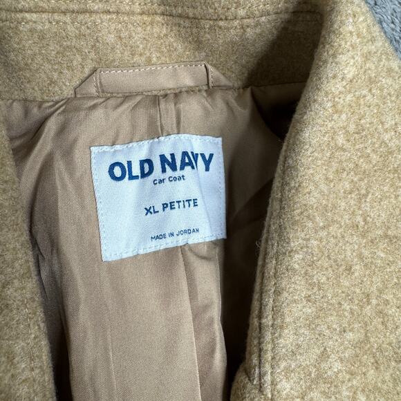 Old Navy Car Coat Brushed Finish NWT Brown Womens XL Button Front Lined Cozy - Picture 2 of 7